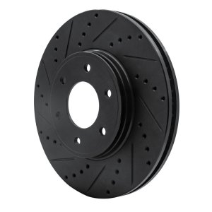 Chevrolet Trailblazer Brake Rotor (1) - Front Left - R1 Concepts - Drilled & Slotted - Black - `06-`09
